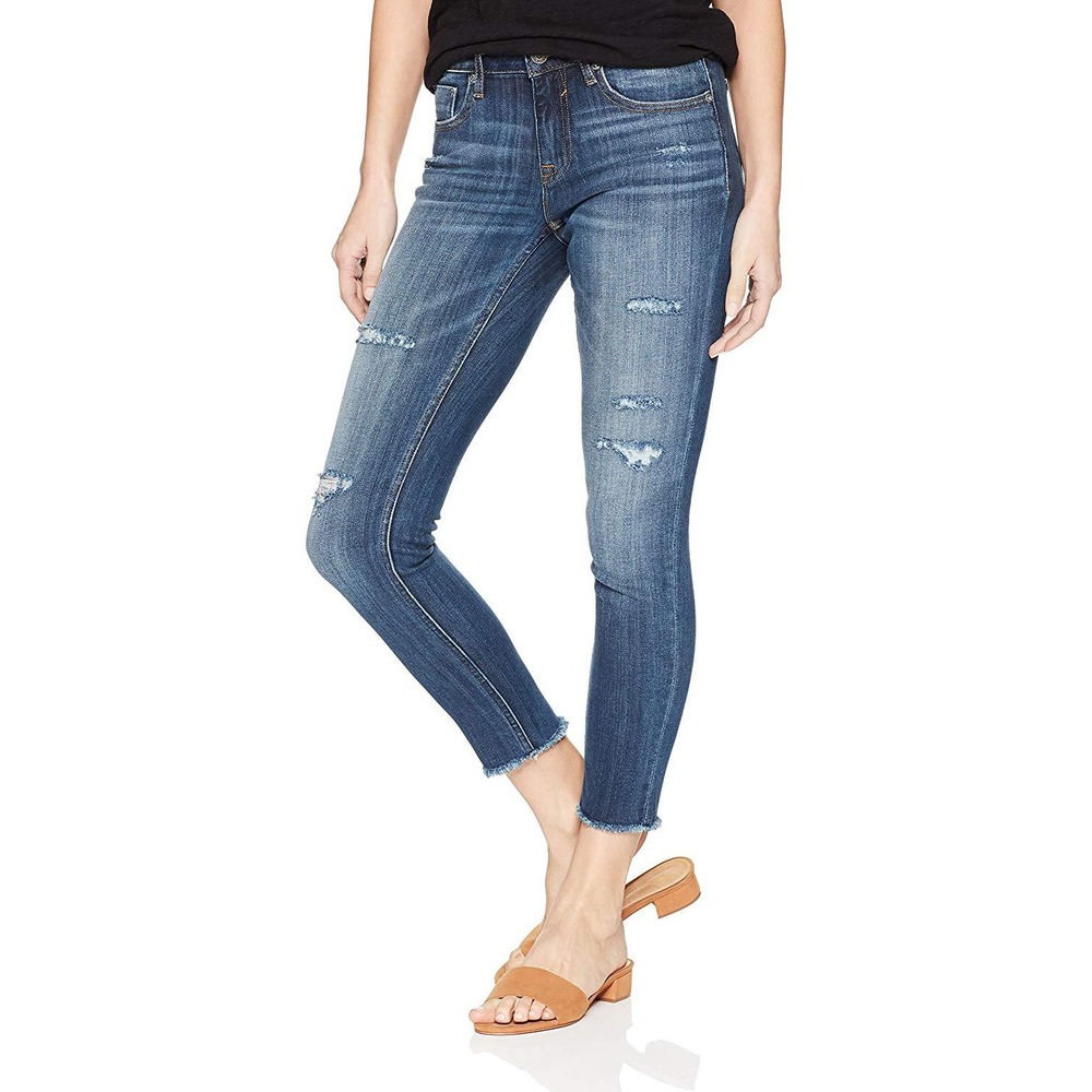 Vigoss Jagger Skinny Jeans Womens 28 Dark Wash Distressed‎ Raw Hem Stretch Denim